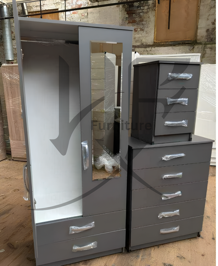 Grey 2 door wardrobe set