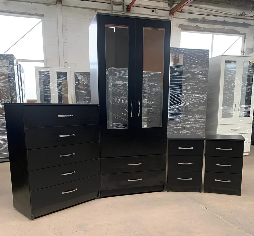 Black 2 door wardrobe set