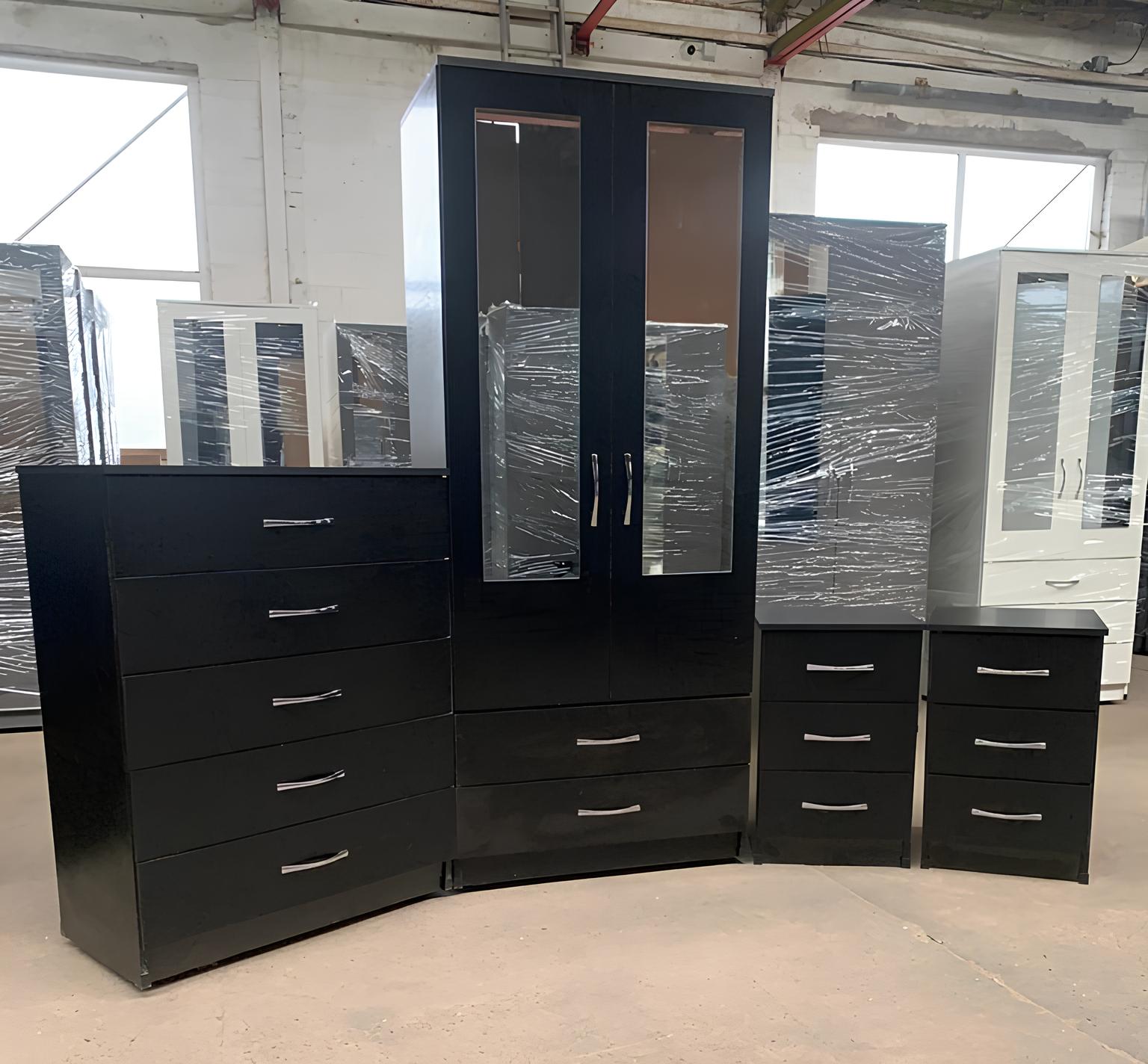 Black 2 door wardrobe set