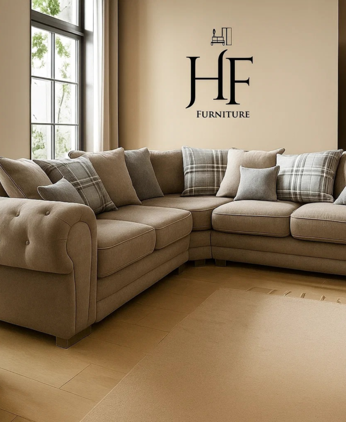 VERONA CHENILLE CORNER SOFA CREAM COLOUR