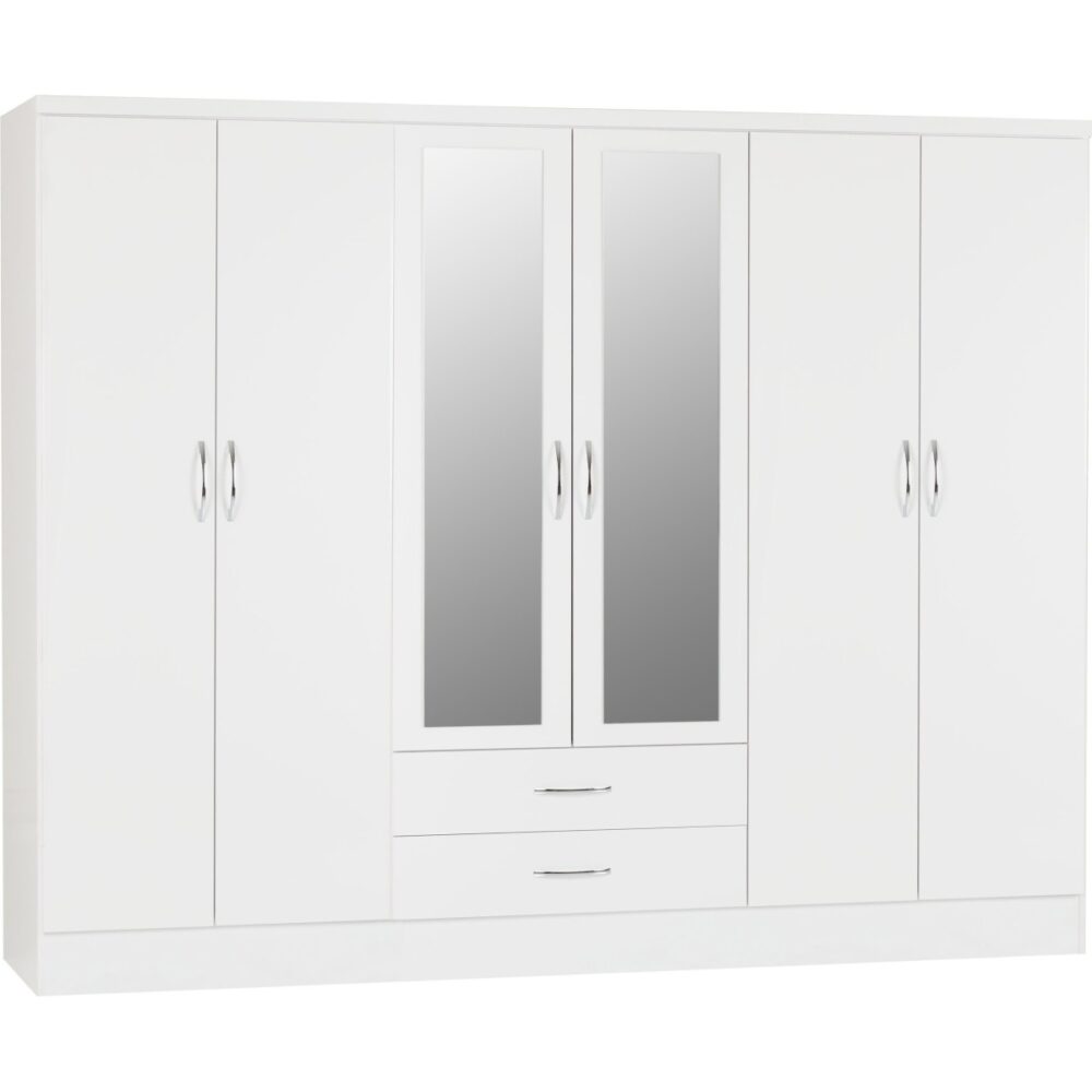 6 Door Mirrored Wardrobe