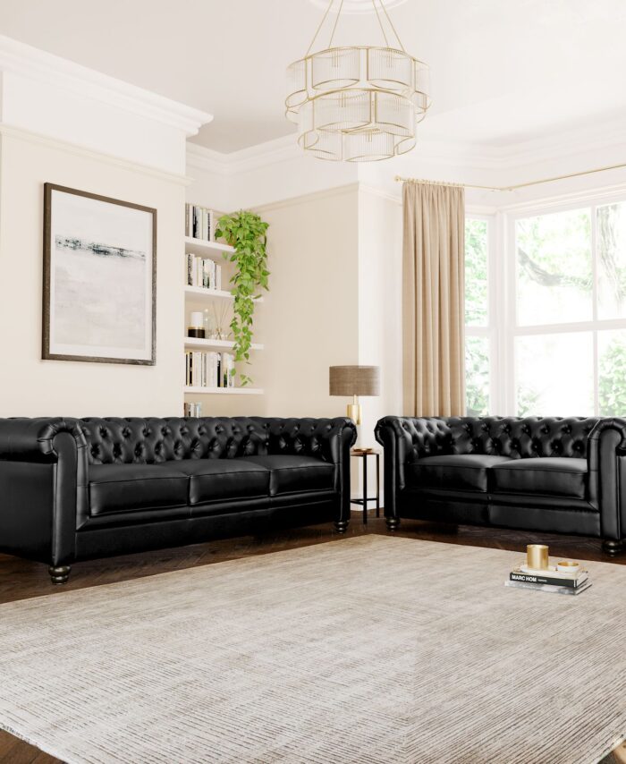 leather chesterfield sofa set