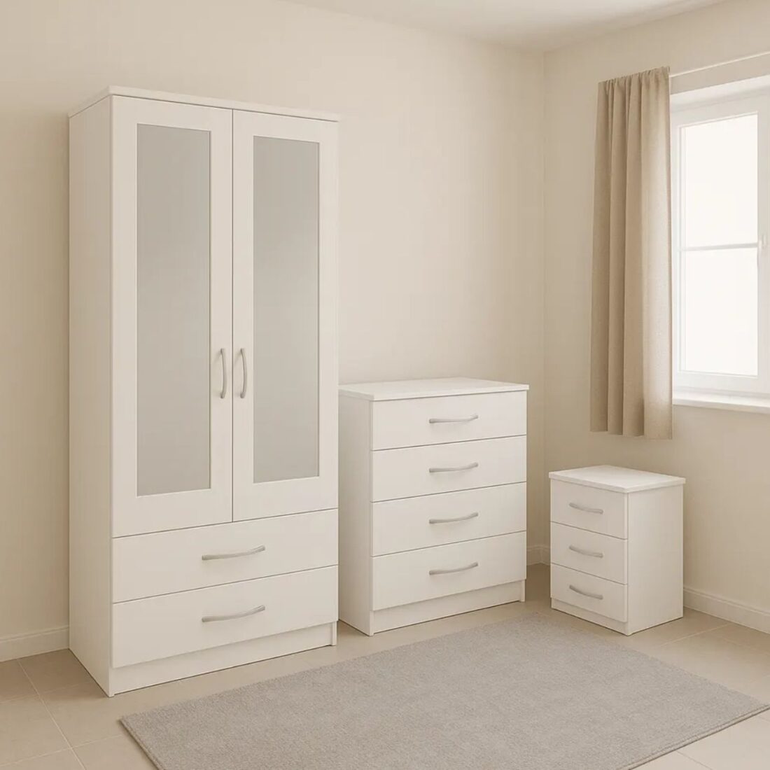 Bedroom Furniture 2 Door Wardrobe Chest and Bedside