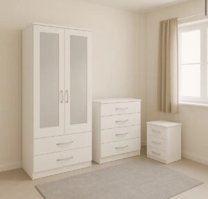 Bedroom Furniture 2 Door Wardrobe Chest and Bedside