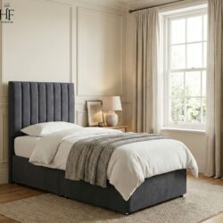 Single Bed With Mattress Grey Colour