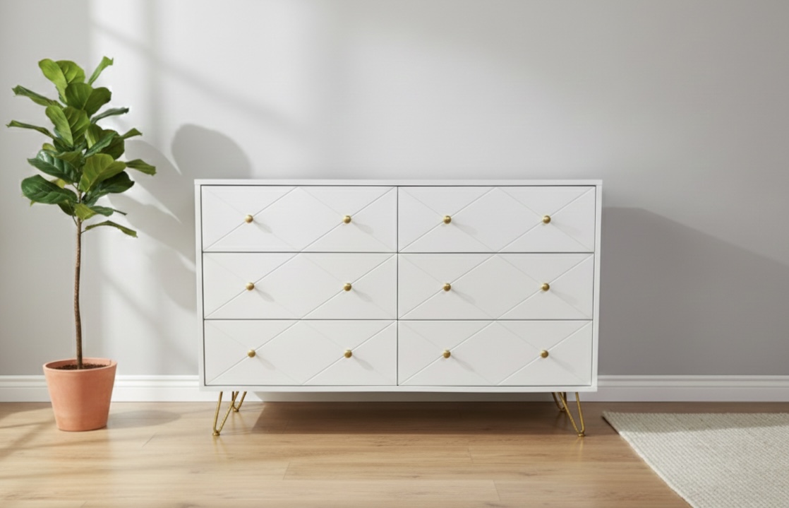White Chest of Drawers UK | 6 Drawer Bedroom Storage Unit + Free Delivery