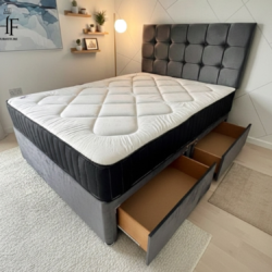 Bed and Mattress witth drawers storage