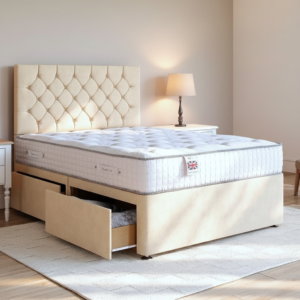 Double Bed With Mattress Cream
