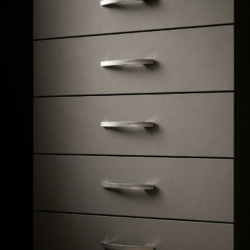 Grey 2-doors mirrored wardrobe set with 5-drawer chest and bedside table, ready assembled, UK