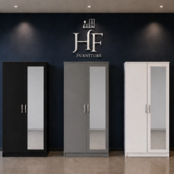 2 door wardrobe with mirror black grey white ready assembled uk