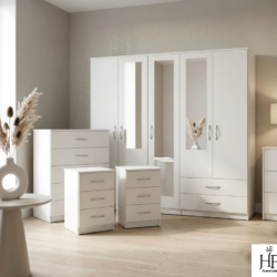 white-5-door-mirrored-wardrobe-set-with-chest-of-drawers-and-bedside-table-ready-assembled-uk