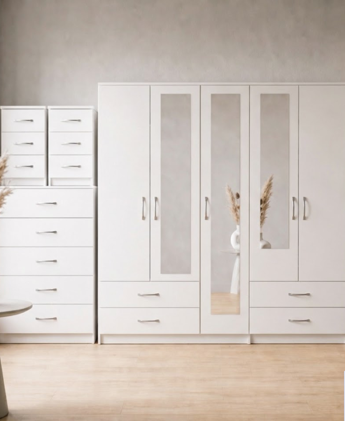 white-5-door-mirrored-wardrobe-set-with-chest-of-drawers-and-bedside-table-ready-assembled-uk