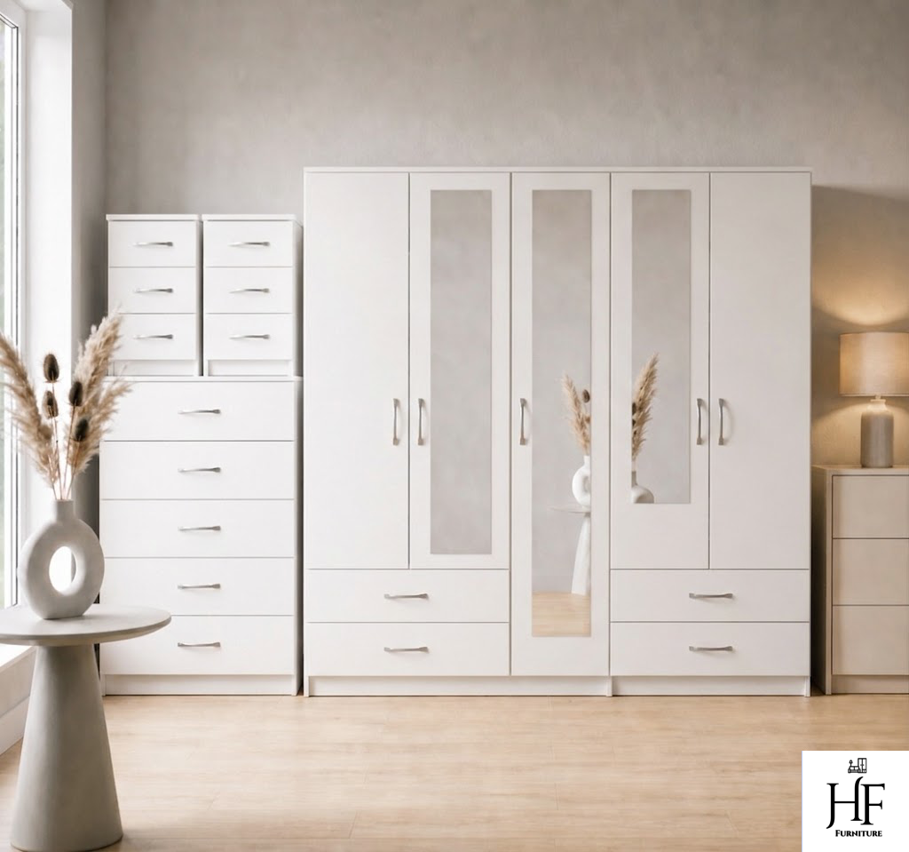 white-5-door-mirrored-wardrobe-set-with-chest-of-drawers-and-bedside-table-ready-assembled-uk
