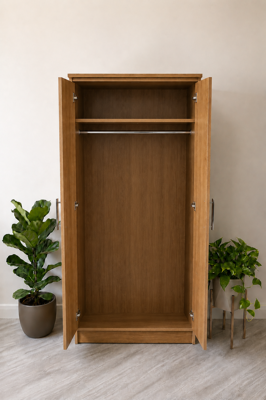 Ready Assembled 2 Door Wardrobe | Oak | Mirror or Plain Doors