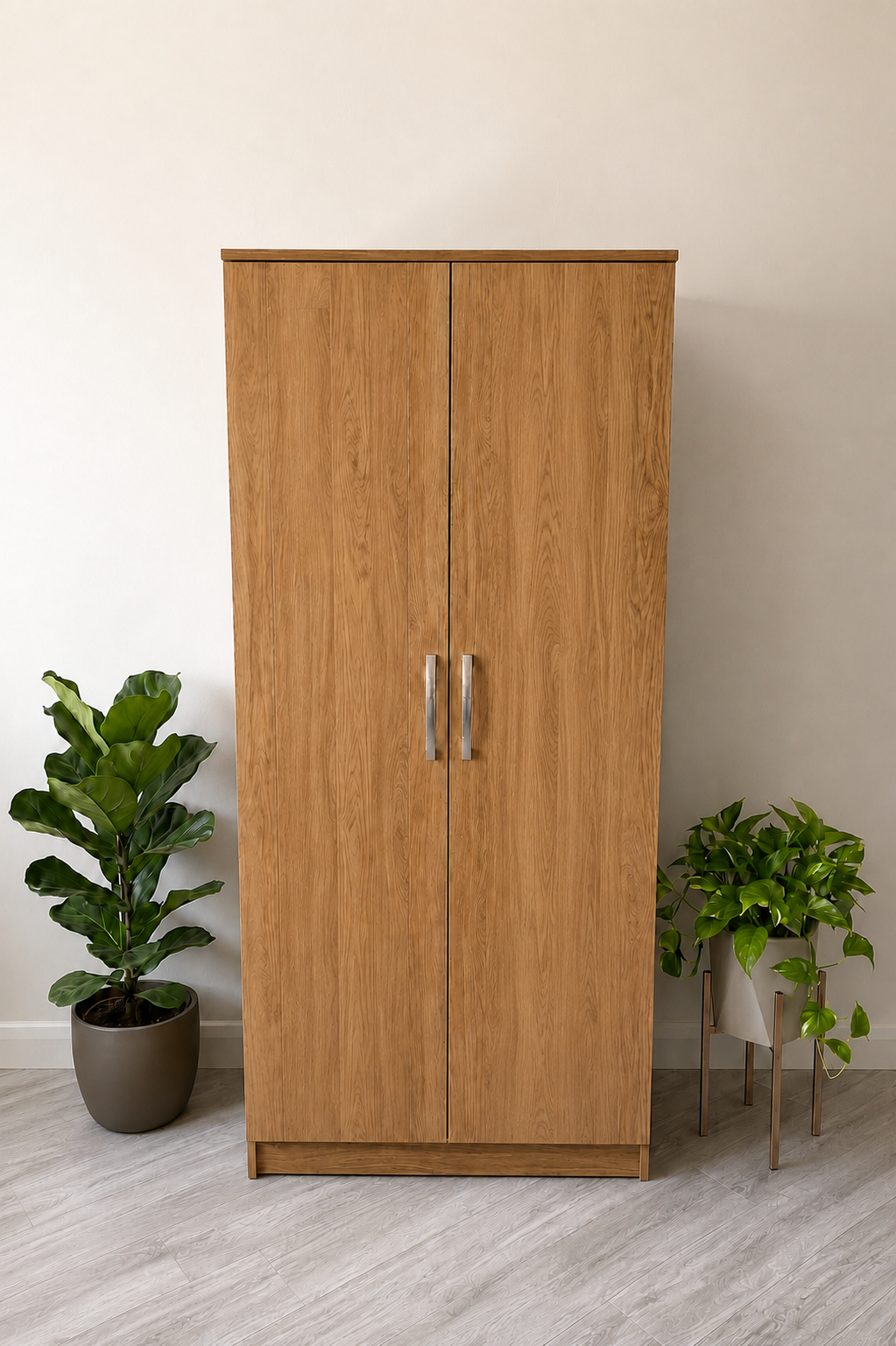 Ready Assembled 2 Door Wardrobe | Oak | Mirror or Plain Doors