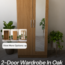 Ready Assembled 2 Door Wardrobe | Oak | Mirror or Plain Doors