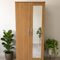 Ready Assembled 2 Door Wardrobe | Oak | Mirror or Plain Doors