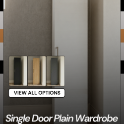 Single door narrow wardrobe available in 4 colours — grey, black, white and oak, ready assembled, UK