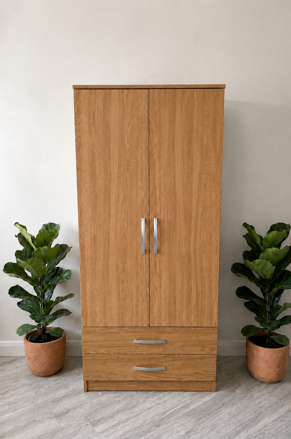 Oak ready assembled plain wardrobe UK