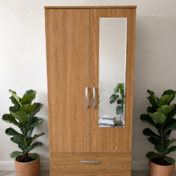 Oak ready assembled one mirror wardrobe UK