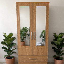 Oak ready assembled mirrored wardrobe UK