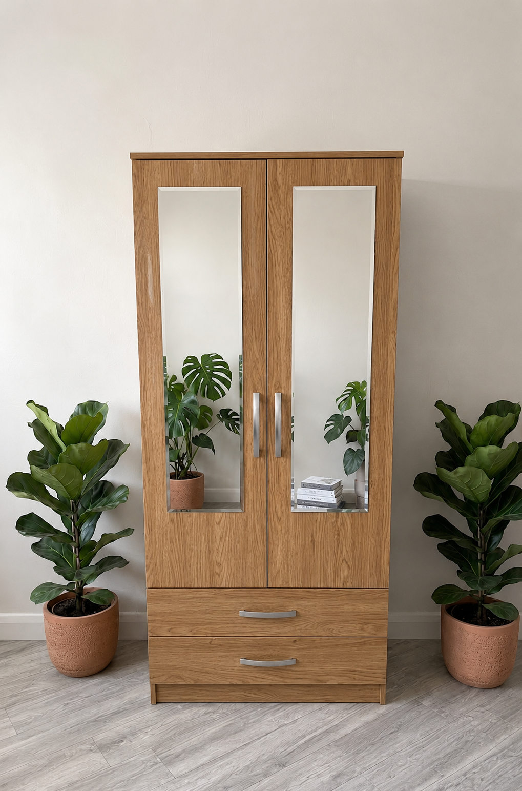 Oak ready assembled mirrored wardrobe UK