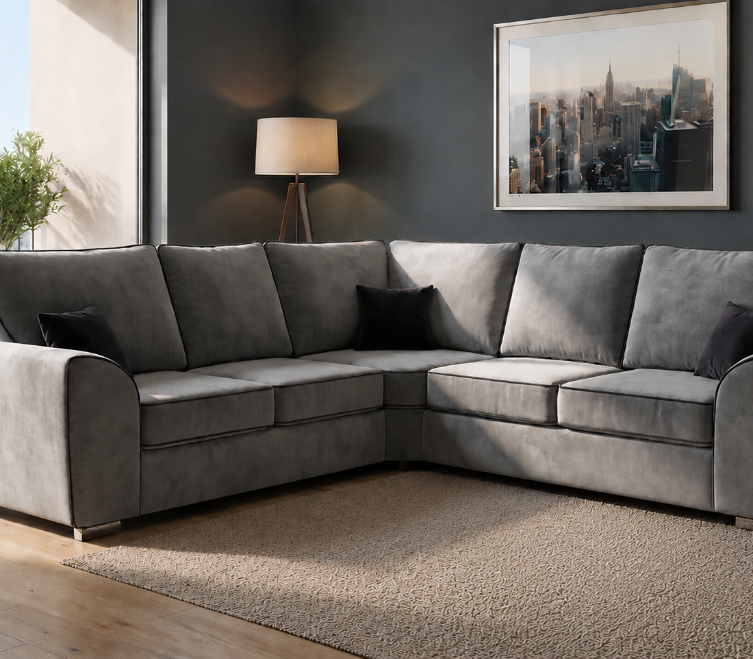 Shop the Dylan chenille corner sofa in Black, Grey, Cream & Brown with premium chenille fabric. Free UK delivery. Only £419.