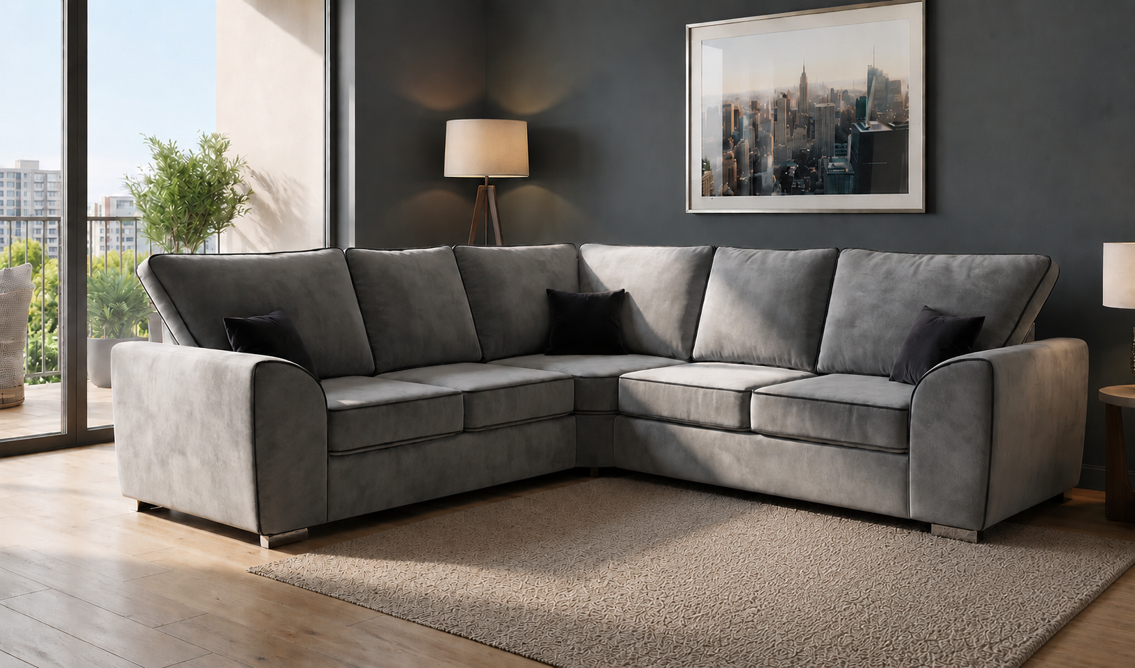 Shop the Dylan chenille corner sofa in Black, Grey, Cream & Brown with premium chenille fabric. Free UK delivery. Only £419.