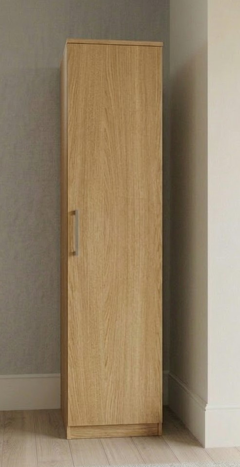 Oak effect single door narrow wardrobe, ready assembled, UK