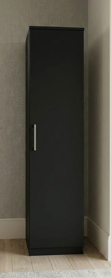 Black single door narrow wardrobe, ready assembled, UK