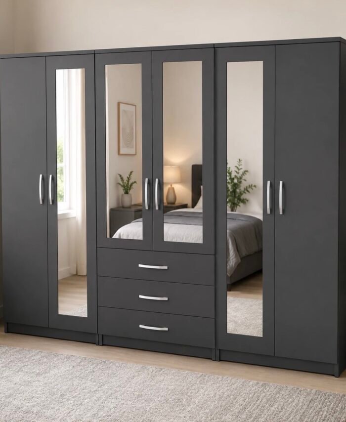 Ready-Assembled Mirrored Wardrobe with Drawers